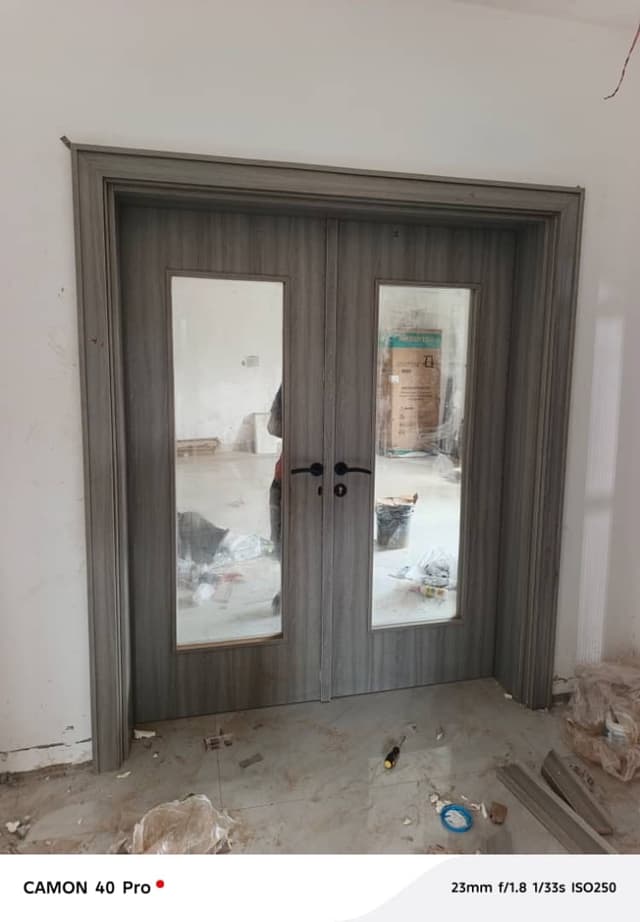 Mfc fabricate full glass double door